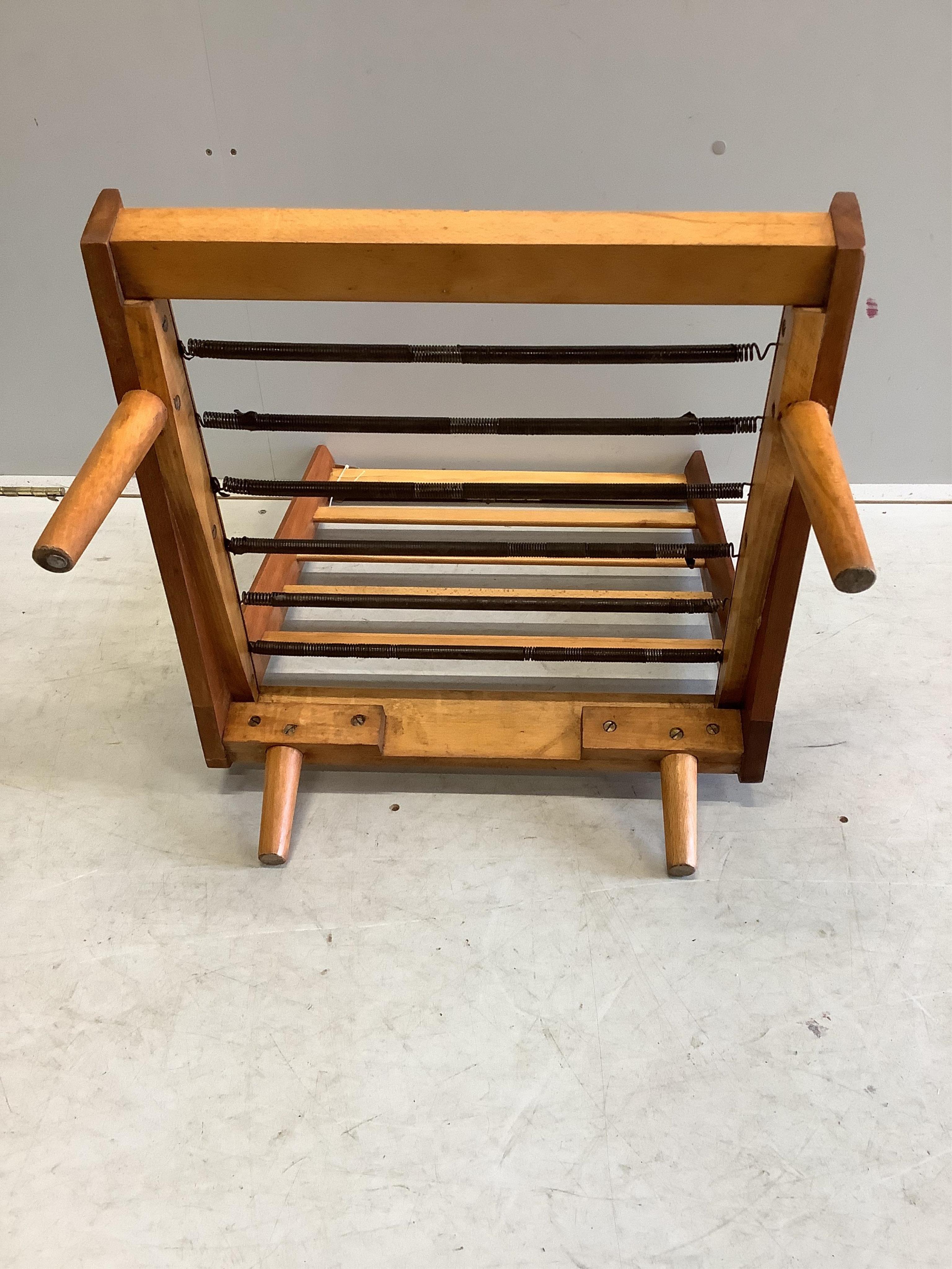 A mid century Robin Day slat chair, width 53cm, depth 55cm, height 71cm. Condition - fair to good